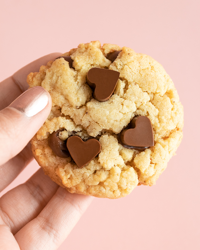 heart shaped chocolate chip cookies