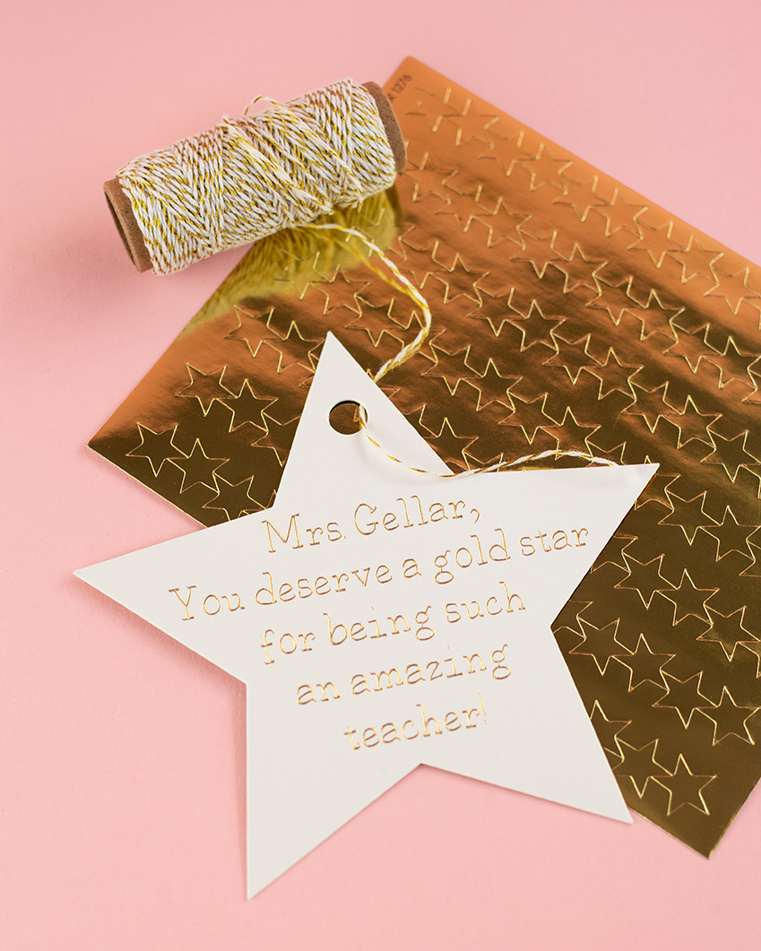 Completed star gift tag