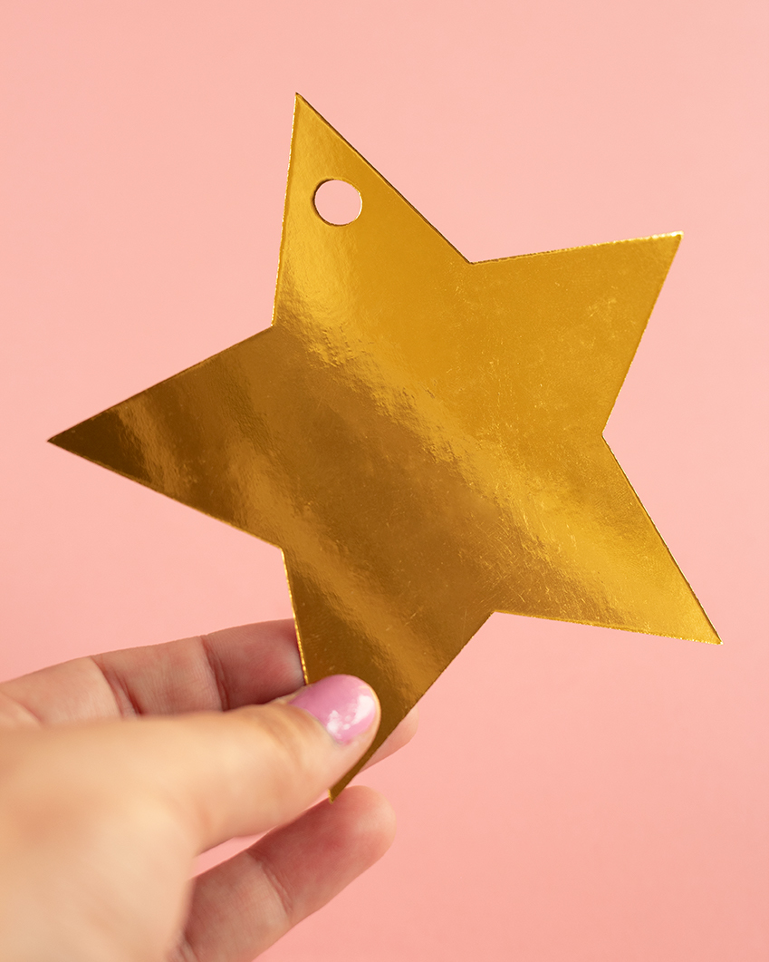 Back of gold star gift tag