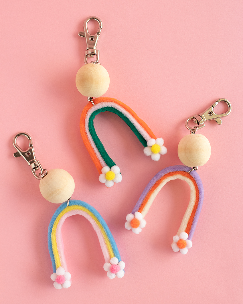 Rainbow keychains.