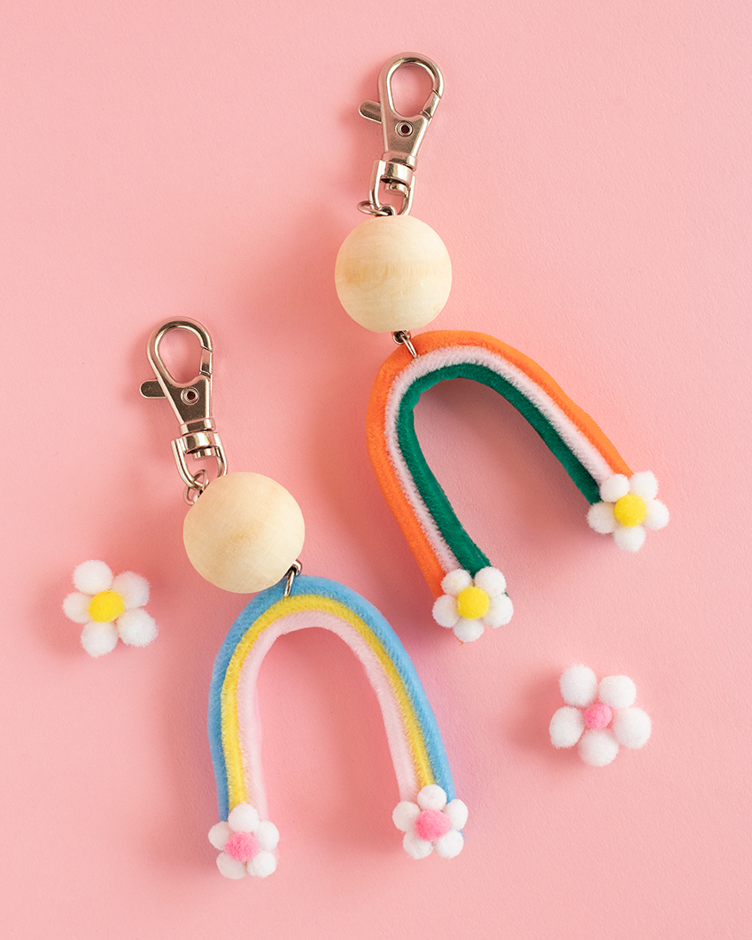 Two Rainbow keychains.