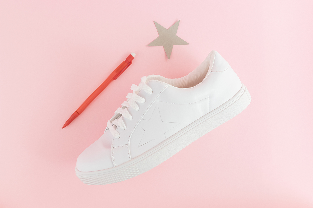 Trace star shape onto shoe.